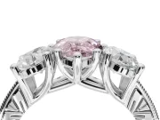 Pear-Shaped Vintage Three Stone Engagement Ring Setting for a Fancy Pink Lab-Grown Diamond | Sterling Silver