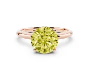 Round Micro-Prong Hidden Halo Engagement Ring Setting for a Fancy Yellow Lab-Grown Diamond | Plain Band | Rose Gold