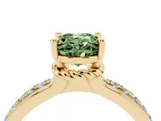 Oval Channel Set Solitaire Engagement Ring Setting for a Fancy Green Lab-Grown Diamond | Rope Collar Head | Yellow Gold