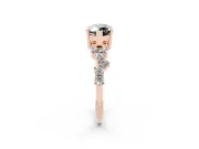 Marquise Scattered Accent Engagement Ring Setting for a Black Center | Slim Band | Rose Gold