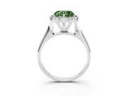 Fancy Green Heart Cut Diamond Halo Solitaire Engagement Ring Set in White gold with Square Band and Prong Setting