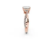 Asscher Cut Pavé Twist Engagement Ring Setting | Crossover Band | Rose Gold