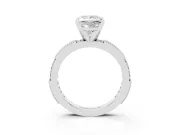 Princess Cut Vintage Pavé Solitaire Engagement Ring Setting | Milgrain Edges | Platinum