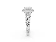 Princess Cut Diamond Halo Ring Set in Platinum with Scrollwork Band and Prong Setting