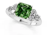 Asscher Cut Side Stone Engagement Ring Setting for a Fancy Green Lab-Grown Diamond | Platinum