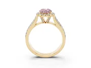 Oval Pavé Engagement Ring Setting for a Fancy Pink Lab-Grown Diamond | Wide Three-Row Band | Yellow Gold