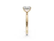 Asscher Cut Hidden Halo Engagement Ring Setting | Thin Plain Band | Yellow Gold