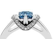 Emerald Cut Pavé Collar Engagement Ring Setting for a Fancy Blue Lab-Grown Diamond | Sterling Silver