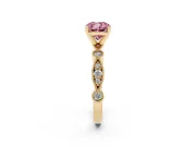 Cushion Cut Vintage Engagement Ring Setting for a Fancy Pink Lab-Grown Diamond | Yellow Gold