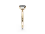 Radiant Cut Hidden Halo Engagement Ring Setting for a Black Center | Thin Plain Band | Yellow Gold