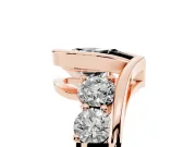Pear-Shaped Bezel Bypass Engagement Ring Setting for a Black Center | Round Side Stones | Rose Gold