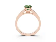 Fancy Green Oval Cut Diamond Solitaire Ring Set in Rose gold with Channel-Set Band and Prong Setting