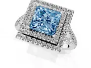 Princess Cut Halo Engagement Ring Setting for a Fancy Blue Lab-Grown Diamond | White Gold - Design NV-24799