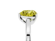 Fancy Yellow Heart Cut Diamond Solitaire Ring Set in Silver with Prong Setting and Classic Band