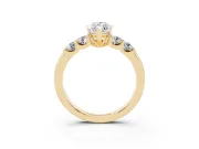 Marquise Cut Diamond Five-Stone Prong Set Engagement Ring Set in Yellow gold with Channel Band