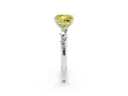 Fancy Yellow Princess Cut Diamond Cluster Solitaire Ring Set in Silver with Prong Setting
