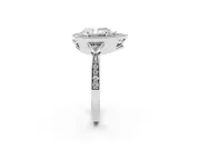 Pear-Shaped Vintage Milgrain Halo Engagement Ring Setting | Graduated Pavé Band | Sterling Silver