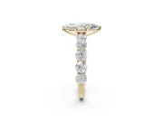 Marquise Side Stone Engagement Ring Setting | Scalloped Prong Accents | Yellow Gold