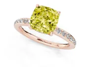 Cushion Cut Hidden Halo Engagement Ring Setting for a Fancy Yellow Lab-Grown Diamond | Rose Gold