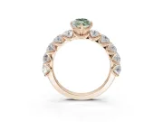 Marquise Side Stone Engagement Ring Setting for a Fancy Green Lab-Grown Diamond | Scalloped Prong Accents | Rose Gold