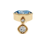 Oval Vintage Engagement Ring Setting for a Fancy Blue Lab-Grown Diamond | Yellow Gold