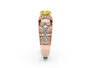 Cushion Cut Vintage Pave Engagement Ring Setting for a Fancy Yellow Lab-Grown Diamond | Milgrain Edges | Rose Gold