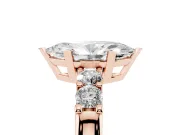 Marquise Cut Diamond Five-Stone Prong Set Engagement Ring Set in Rose gold with Channel Band