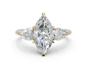 Marquise Three-Stone Engagement Ring Setting | Pear Side Stones | Yellow Gold