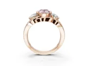 Oval Three Stone Split Shank Engagement Ring Setting for a Fancy Pink Lab-Grown Diamond | Matching Sides | Rose Gold