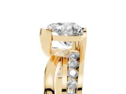 Heart-Shaped Graduated Channel Bypass Engagement Ring Setting | Split Shank | Yellow Gold