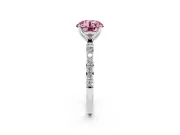 Round Pave Engagement Ring Setting for a Fancy Pink Lab-Grown Diamond | Slim Band | Platinum