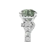Round Pavé Solitaire Engagement Ring Setting for a Fancy Green Lab-Grown Diamond | Crossover Gallery | Platinum