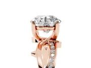Round Twisted Pavé Engagement Ring Setting | Pavé and Plain Strands | Rose Gold