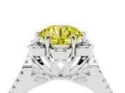 Round Petal Frame Floral Halo Engagement Ring Setting for a Fancy Yellow Lab-Grown Diamond | Pavé Split Shank | Platinum