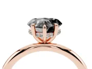 Heart-Shaped Hidden Halo Engagement Ring Setting for a Black Center | Thin Plain Band | Rose Gold