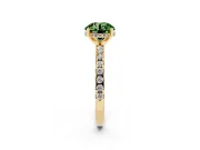 Round Hidden Halo Solitaire Engagement Ring Setting for a Fancy Green Lab-Grown Diamond | Pave Band | Yellow Gold