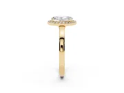 Oval Cut Diamond Halo Ring Set in Yellow gold with Solitaire Band and Prong Setting