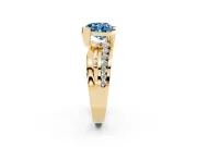 Heart-Shaped Graduated Bypass Engagement Ring Setting for a Fancy Blue Lab-Grown Diamond | Split Shank | Yellow Gold