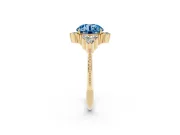 Round Cluster Engagement Ring Setting for a Fancy Blue Lab-Grown Diamond | Yellow Gold