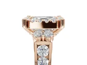 Asscher Cut Halo Side Cluster Engagement Ring Setting | Graduated Channel Band | Rose Gold