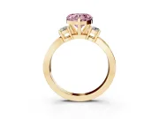 Heart-Shaped Three-Stone Twist Engagement Ring Setting for a Fancy Pink Lab-Grown Diamond | Yellow Gold