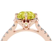 Cushion Cut Floral Petal Engagement Ring Setting for a Fancy Yellow Lab-Grown Diamond | Petal Accents | Rose Gold