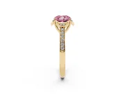 Cushion Cut Floral Pavé Engagement Ring Setting for a Fancy Pink Lab-Grown Diamond | Yellow Gold