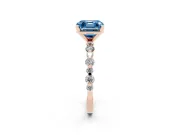 Asscher Cut Pavé Solitaire Engagement Ring Setting for a Fancy Blue Lab-Grown Diamond | Rose Gold