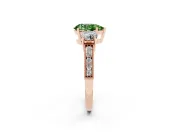 Pear-Shaped Three Stone Engagement Ring Setting for a Fancy Green Lab-Grown Diamond | Graduated Pave Band | Rose Gold