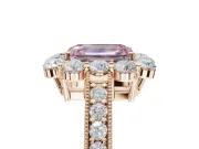 Emerald Cut Vintage Halo Engagement Ring Setting for a Fancy Pink Lab-Grown Diamond | Rose Gold