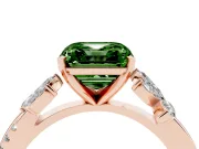 Fancy Green Asscher Cut Diamond Floral Vine Solitaire Engagement Ring Set in Rose gold with Marquise Leaves
