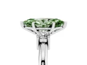 Fancy Green Three-Stone Marquise Cut Diamond Ring Set in Silver with Prong Setting and Plain Band
