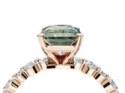 Radiant Cut Pavé Solitaire Engagement Ring Setting for a Fancy Green Lab-Grown Diamond | Alternating Accents | Rose Gold