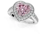 Heart-Shaped Graduated Milgrain Halo Engagement Ring Setting for a Fancy Pink Lab-Grown Diamond | White Gold